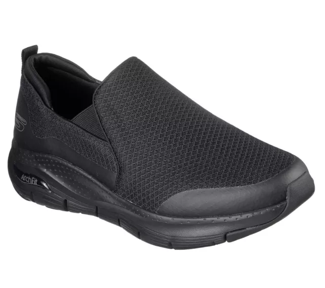 SKECHERS ARCH FIT Black Men Extra Wide Walking Shoes Memory Foam Slip ...