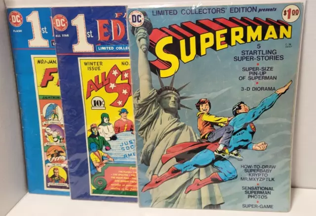 1975 Superman Limited Collectors Edition w/DC Famous 1st Flash and All Stars Lot