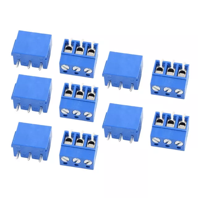 10Pcs Tout Droit, Pas de 5mm PCB Bord Bleu Connecteurs Bornier à Vis