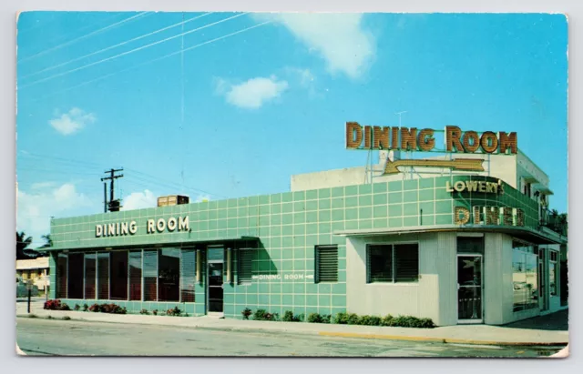 c1950s MCM Lowery's Retro Diner Hollywood Florida FL Vintage Vtg Postcard