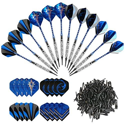 Gwhole Lot de 12 Fléchettes à Pointe Souple avec 16 Ailettes, 200 Pointes pour C