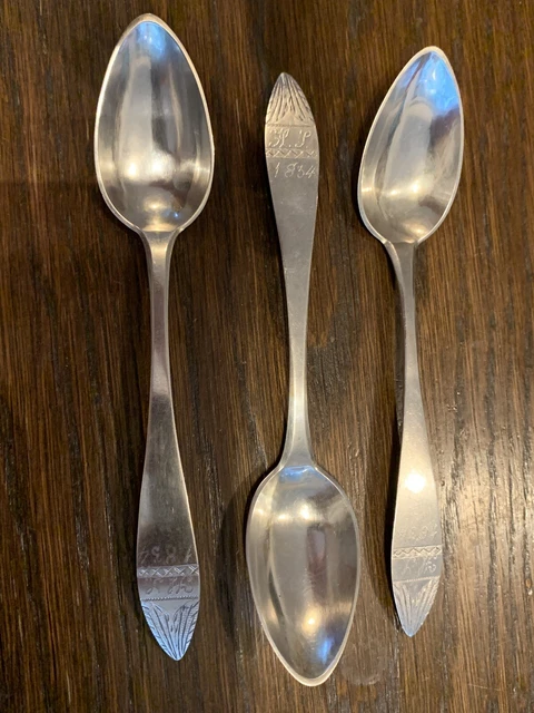 Konvolut: 3 Kaffee Löffel, Silber 12 Lot, dat. 1834, Initialen H. S.