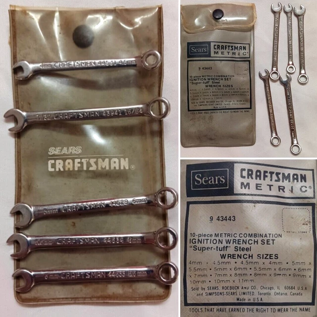 CRAFTSMAN 9 43443 Combination Metric Wrench Set Ignition 5 Pc Sae