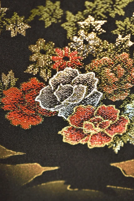 Vintage Japanese Kimono Silk Antique BORO Black HAORI Kusakizome Woven/A806/545 10