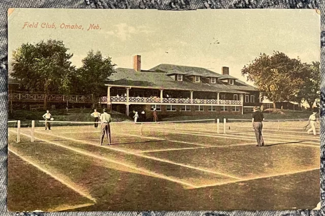 Tennis Players On Field Club Tennis Courts Omaha Nebraska NE 1910 Postcard