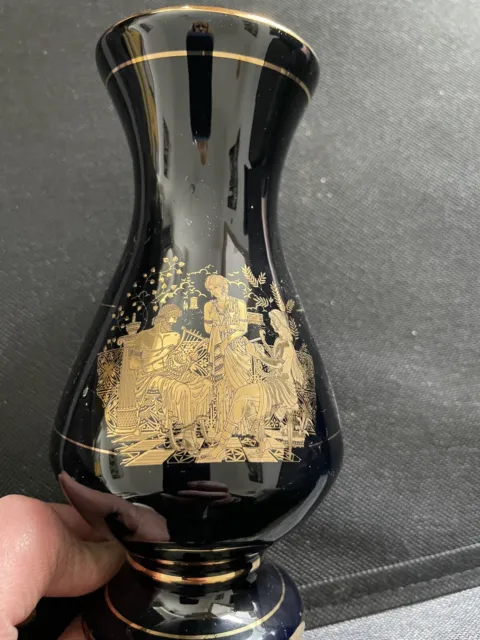 Black And Gold Bud Vase/ Pretty For Dressing Table