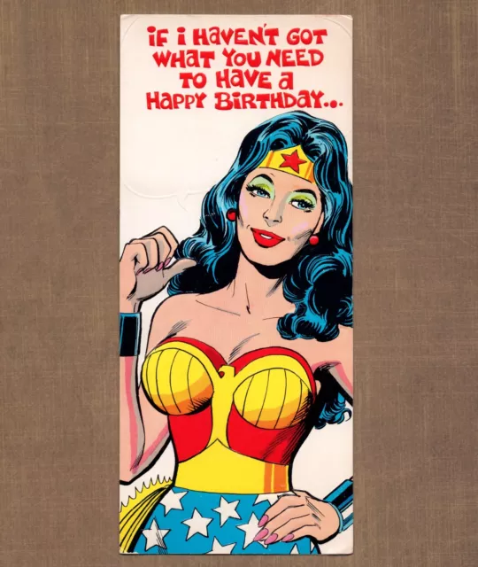 Unused Vintage Mark I DC Comics Superman & Friends Superwoman BIRTHDAY Card + ✉