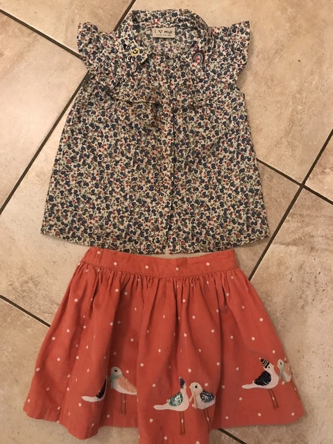 John Lewis / Next Girls Skirt & Blouse Top Age 3 Years Vgc