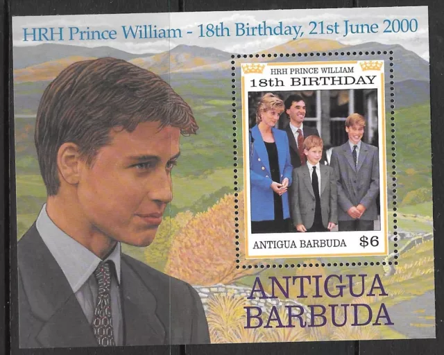 ANTIGUA SGMS3076 2000 PRINCE WILLIAM 18th BIRTHDAY MNH