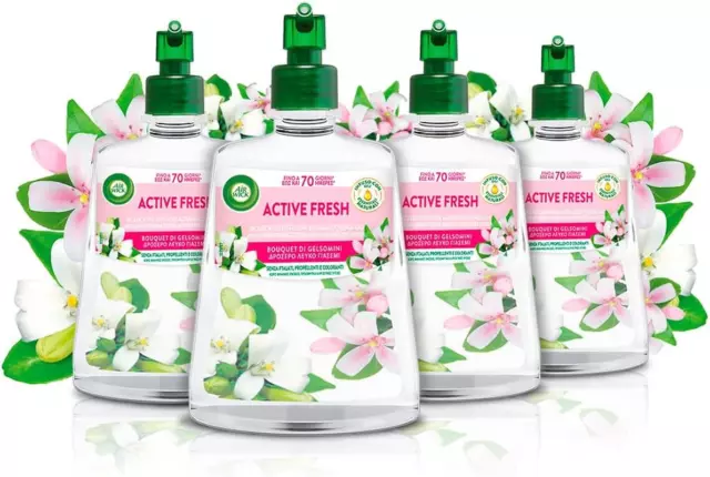 Air Wick Active Fresh Deodorante Ambienti 4 Ricariche Diffusore Spray Automatico