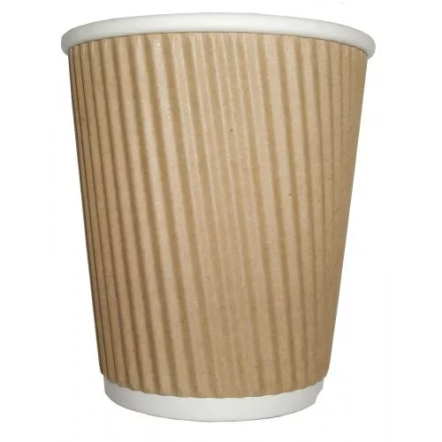 Kraft Disposable Ripple Hot Cups Coffee Tea Cup Takeaway 12oz Pack of 100