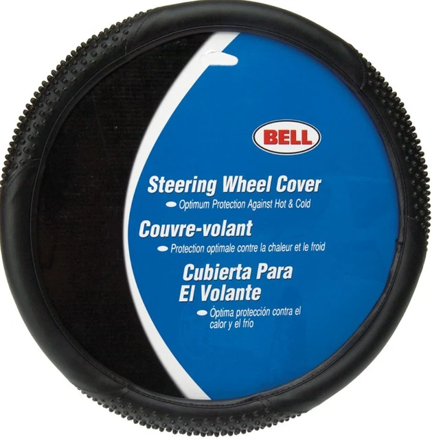 Black Vinyl Slip-On Steering Wheel Cover With Grip Nubs