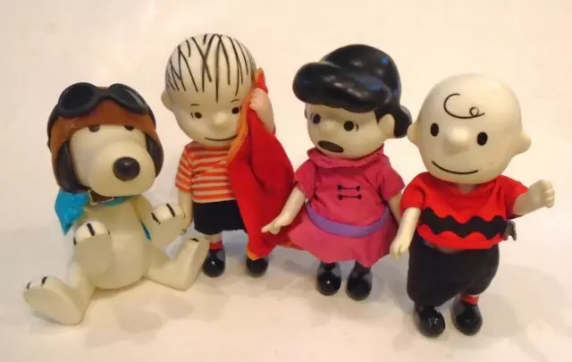 Vintage Peanuts Pocket Dolls, lot of 4, Snoopy, Charlie, Lucy & Linus