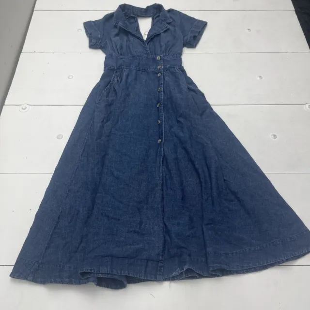 Maeve Blue Denim V-Neck Wrap MIDI Dress Women’s Size 4