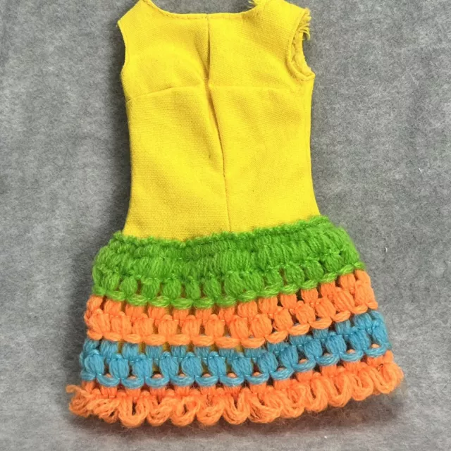 Barbie Loop Scoop #1454 Vibrant Yellow Green Orange Crochet Jumper Mod Outfit