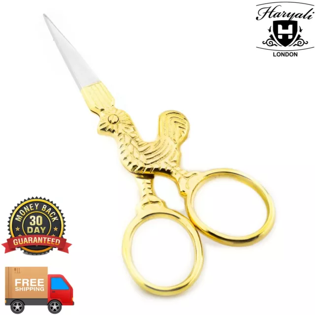 3.5" Rooster Bird Scissors Gold Plated Chicken Shaped Needlework Scissor Small