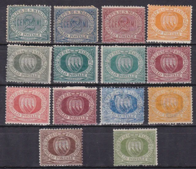 SAN MARINO 1877, Sc# 1-19, CV $515, MH/No Gum