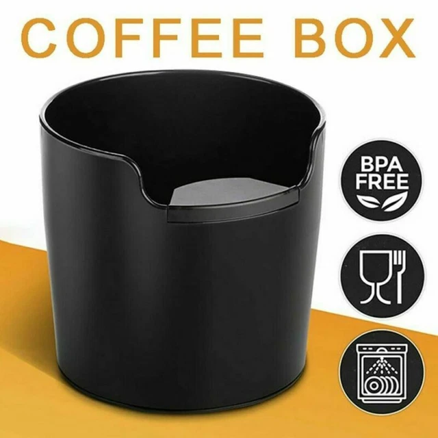 COFFEE WASTE CONTAINER Espresso Grinds Knock Box Tamper Tube Bin Black