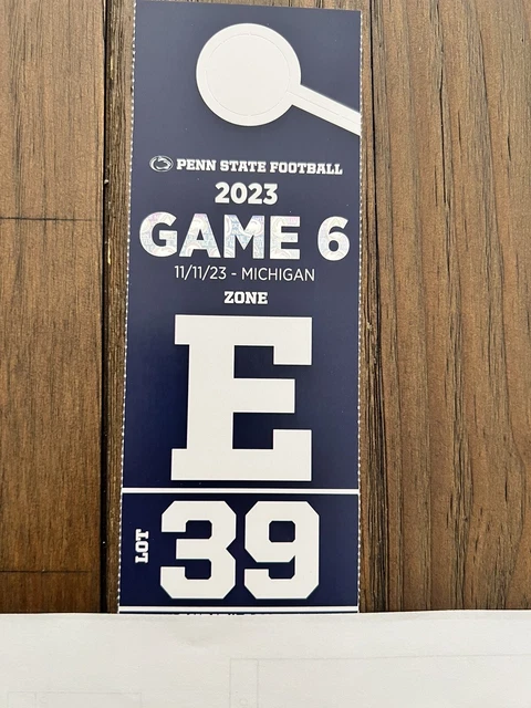 Penn State Vs Michigan Parking Pass - Prime Lot 39 - East Zone  11/11/23