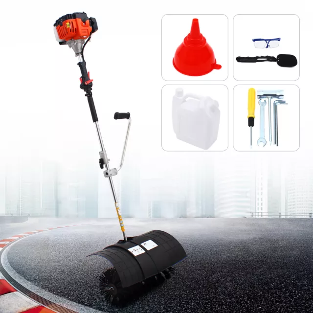 52cc Gas Power Handheld Sweeper Broom Driveway Turf Artificial Grass Snow Clean