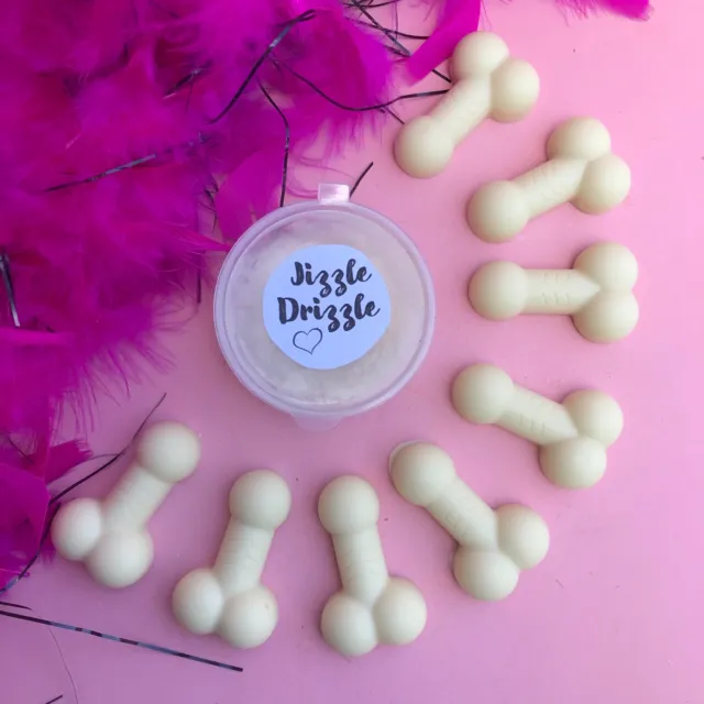 8 Mini White Chocolate Willy/Penis & Dip - Valentine/Gift/Hen Party/Ann Summers