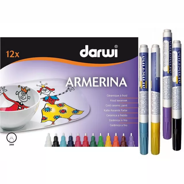 Lot de 12 Marqueurs 6 ml, céramique à froid Armerina, pointe 2mm, Feutres couleu