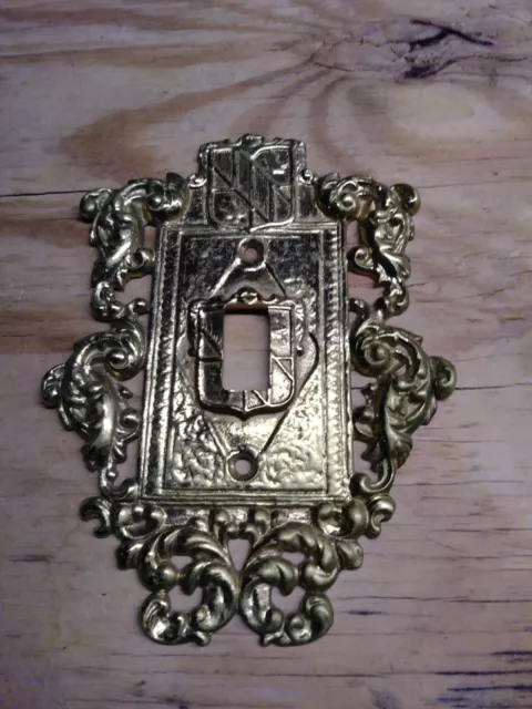 Vintage Single Light Switch Cover Plate Ornate Cast Metal Brass MAKE OFFER