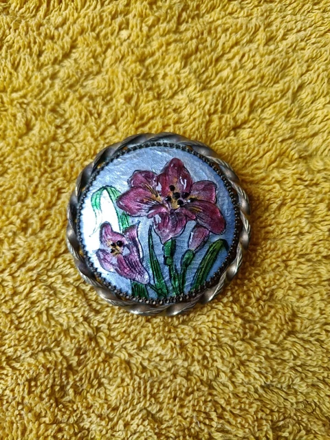 Broche Ancienne émaillée – Émaux De Limoges – Signée – Très Bon état