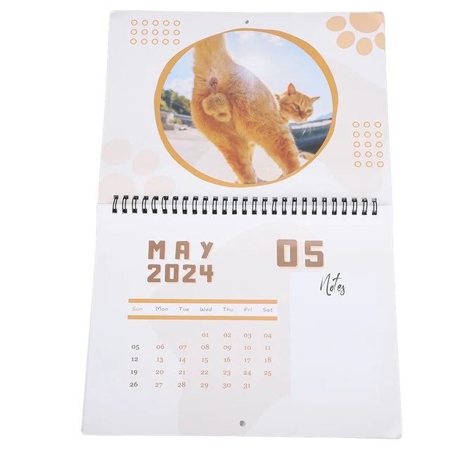 Cat Butt Calendar Funny 12 Month Paper Cat Hole Calendar For Living Room