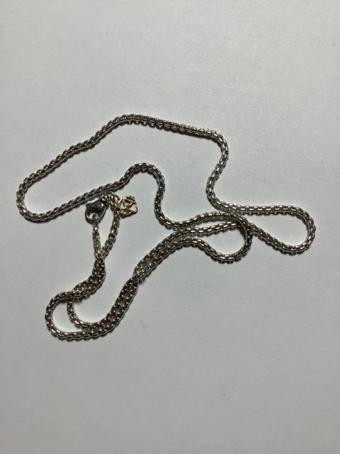 David Yurman Sterling Silver 2.7mm Box Chain Necklace with 14k gold 24”
