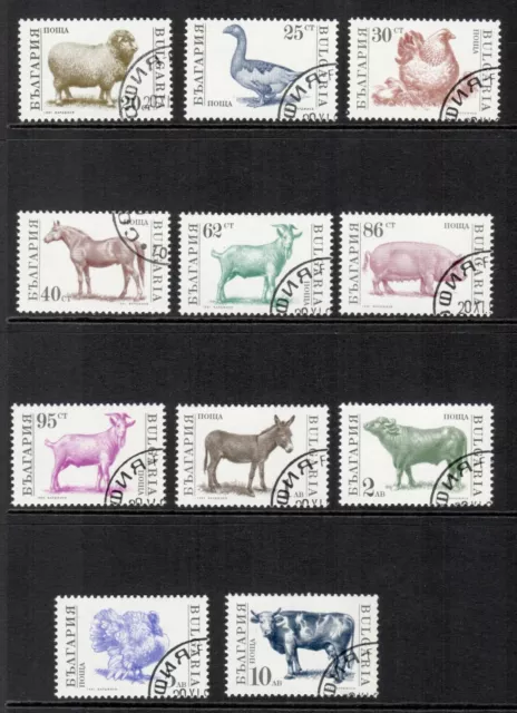Bulgaria 11 Different CTO Farm Animals Postage Stamps Scott 3581-91
