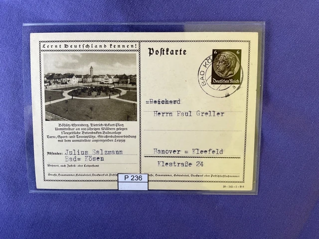 DR 1933-45, Ganzsache, P236, DV: 39-145-1-B6, Böhlitz-Ehrenberg
