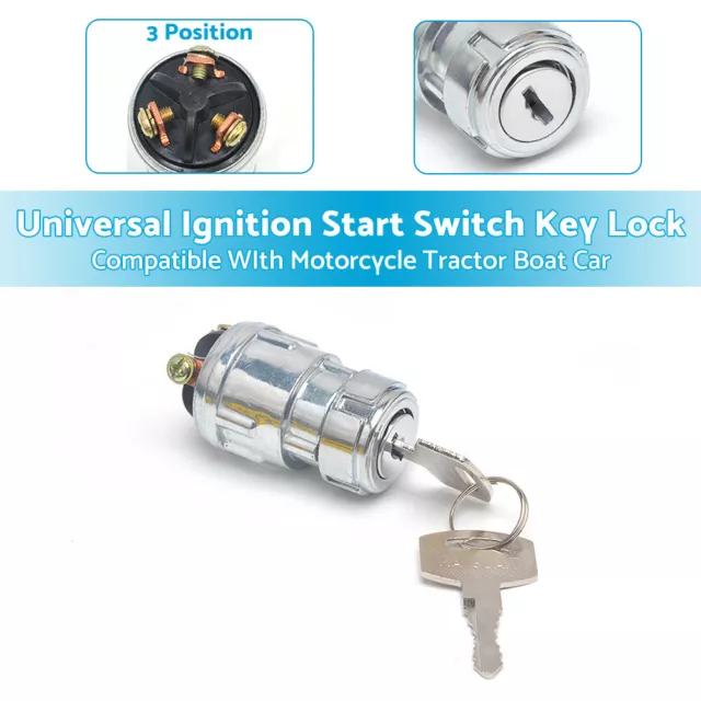 3 Position Ignition Start Switch Key Lock Universal Motorcycle Tractor Boat Car