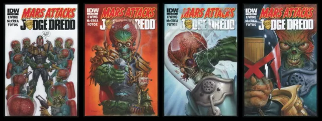 Mars Attacks Judge Dredd Comic Set 1-2-3-4 Lot IDW Aliens Invasion versus vs Law