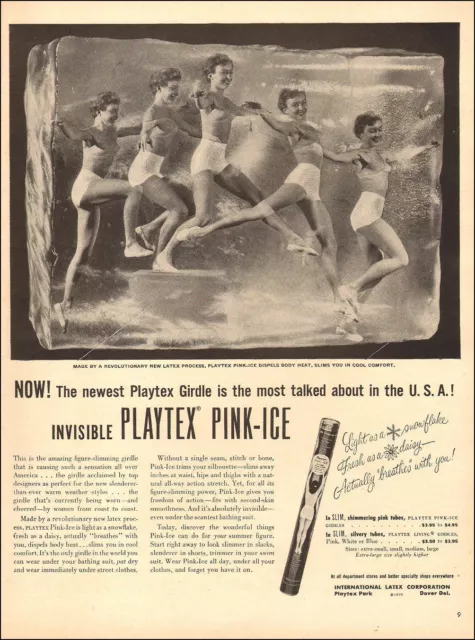 1950 VINTAGE GIRDLE AD PLAYTEX Invisable Pink Ice GIRDLE in a tube
