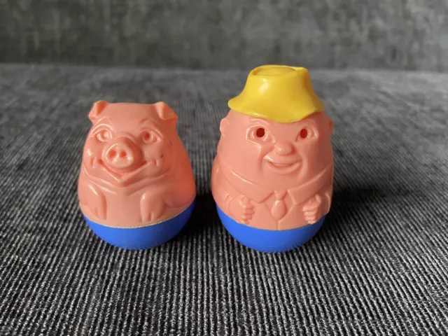 Weebles Vintage Toy Airfix Wobble Toy Figure 1970’s Percy Pig & Farmer Set
