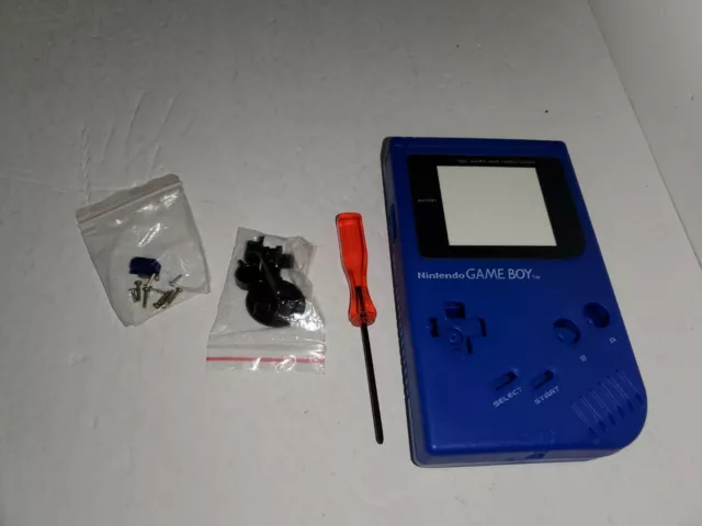 Nuovo Blu Alloggiamento Completo Custodia Guscio per Gameboy Con / Vetro Schermo