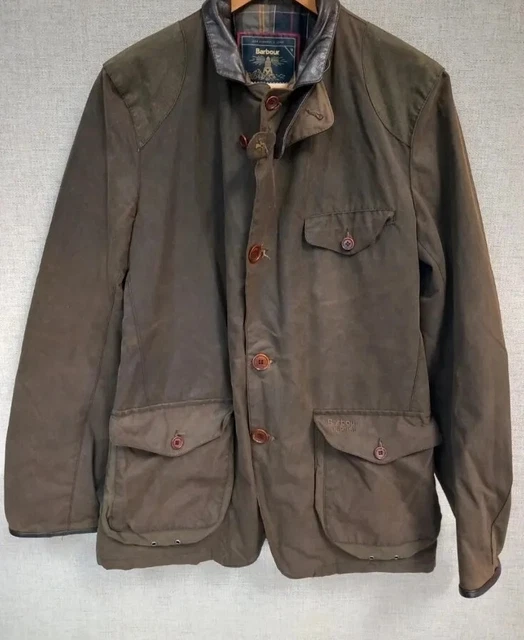 Barbour Beacon Original Tratan Mens Wax Oil Skin And Leather Jacket Medium