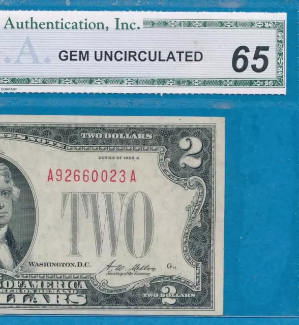 $2.00 1928-A Scarce Red Seal  Gem New  United States Note