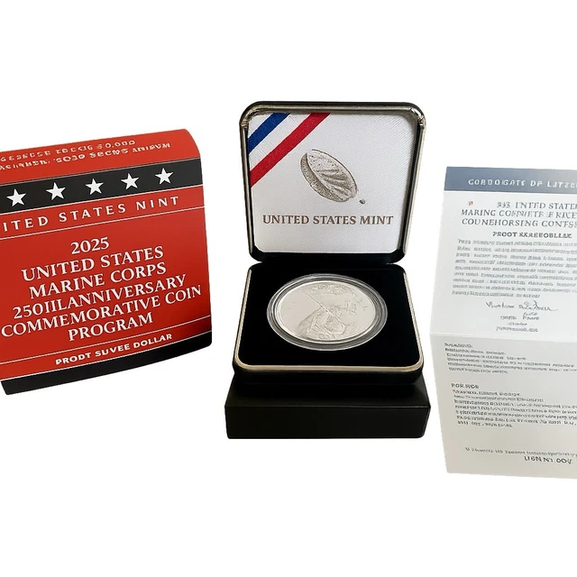 2025 U.S. MARINE Corps 250th Anniversary Proof Silver Dollar Coin £145. ...