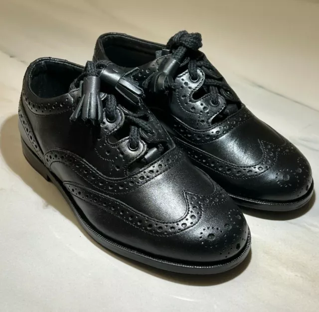 KIDS BLACK GHILLIE Brogue Leather Kilt shoes Thistle Shoes RRP 40 NOW 19.50 17.50 PicClick UK