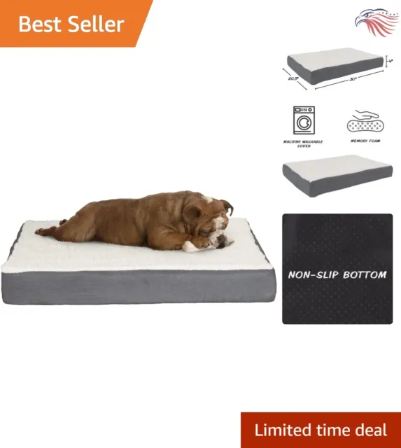 Plush Orthopedic Dog Bed - 2-Layer Memory Foam - Machine-Washable Sherpa Cover