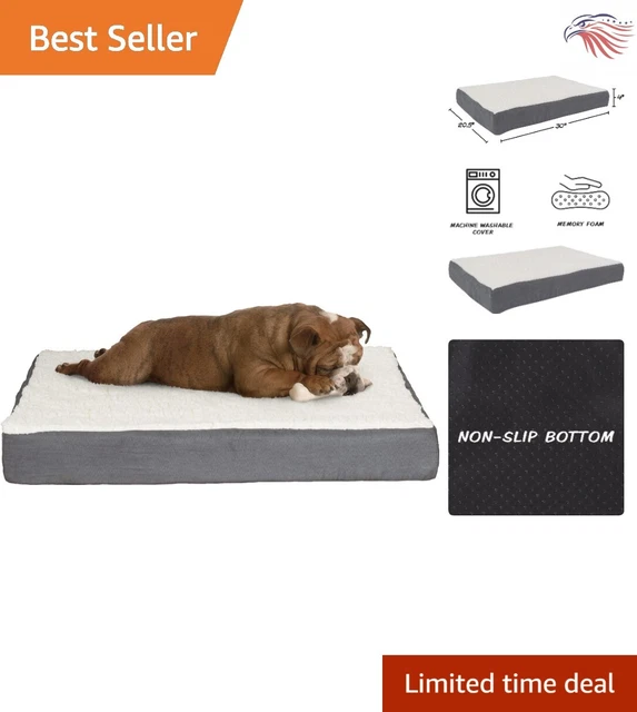 Plush Orthopedic Dog Bed - 2-Layer Memory Foam - Machine-Washable Sherpa Cover