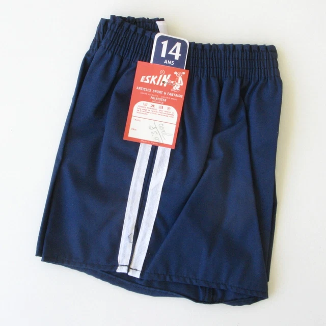 Authentique Short enfant vintage - ESKIN - Taille 14 ans Bleu polyester Authentique Short enfant vintage - ESKIN - Taille 14 ans Bleu polyester