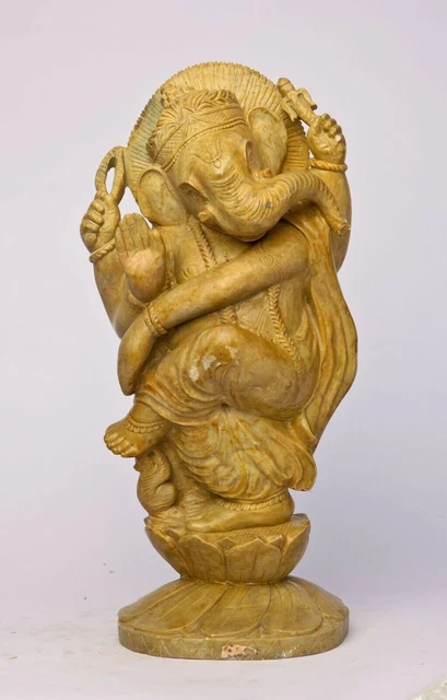 Estatua antigua de Ganesha bailando escultura de mármol dios hindú 9 kg...