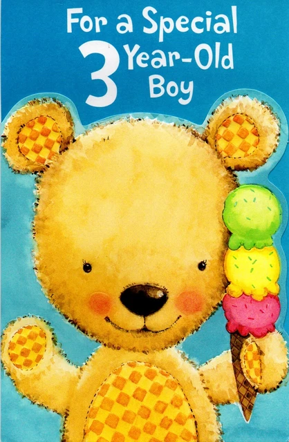 Cute HAPPY BIRTHDAY Card FOR 3 YEAR OLD BOY, by American Greetings + Envelope