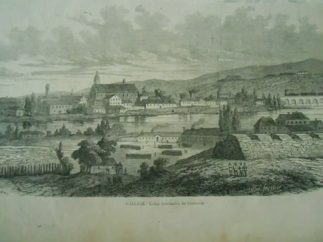 Gravure 1866 - Gallicie camp retrnaché de Cracovie