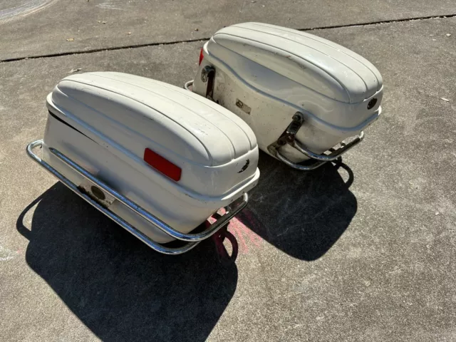 Vintage Harley Davidson FL FLH Shovelhead Bates Buco White Saddlebags