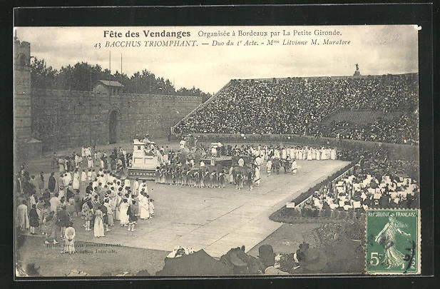 CPA Bordeaux, Fête des Vendanges, Le Petite Gironde, Bacchus Triomphant 1909
