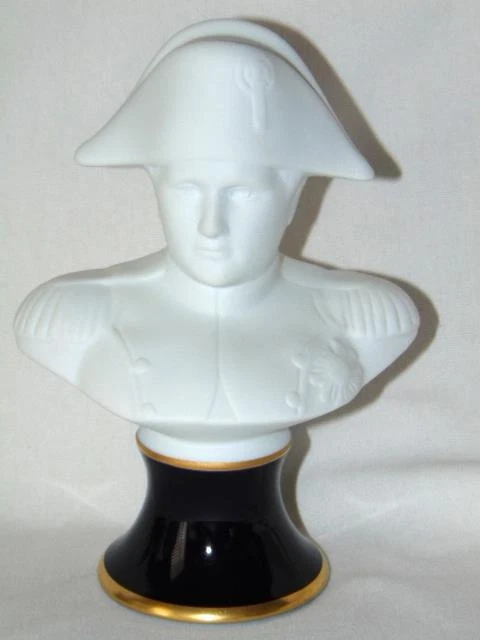 Vintage LIMOGES Bisque & Cobalt Porcelain NAPOLEON BONAPARTE BUST, France